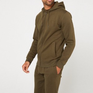 Wholesale Cotton Slim Fit Full Zip Hoodies Sports Plain Track Suit Sets For Men