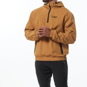 Wholesale Casual Pullover Custom Quarter Zipper Hoody Gym Windbreaker Jacket For Men