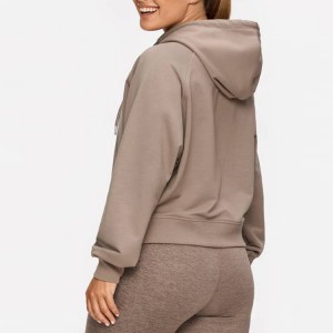 Wholesale Raglan Sleeve Gym Fitness Cotton Blank Crop Hoodies Custom Logo For Women