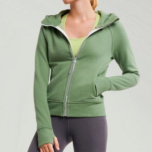High Quality Cotton Polyester Custom Logo Full Zip Up Slim Fit Workout Plain Hoodies For Women