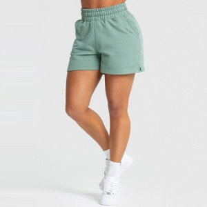 Fleece Cotton Polyester Elastic Waist Sports Workout Women Sweat Shorts