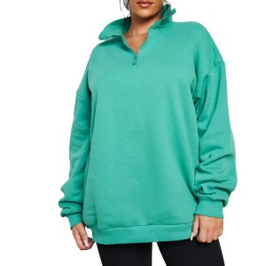 Fleece Inside 75%Cotton 25%Polyester Custom Half Zipper Women Oversized Workout Sweatshirts