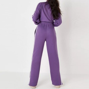 Fashion Trendy French Terry Cotton High Neck Sweatsuit Women Plain Sports Track Suit Sets