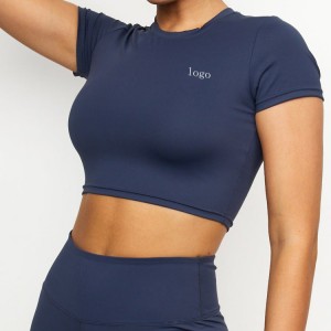 Custom Logo Quick Dry Plain Shorts Sleeve Crop Top Gym T Shirts For Women