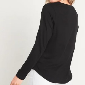 Ladies Wholesale High Quality Custom Logo V-Neck Long Sleeve Gym T Shirts For Women