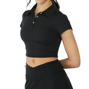 Sweat Wicking High Quality Slim Fit Tennis Short Sleeve Women Golf Crop Gym Polo T Shirts
