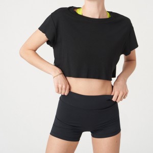 Custom Printed Light Weight Cotton Spandex Ladies Raw Bottom Crop Top Plain Yoga Gym T Shirt For Women