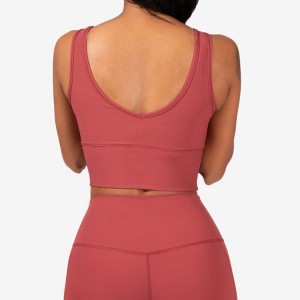 Wholesale Sexy Back V Neck Custom Crop Yoga Sports Ribbed Tank Top For Women