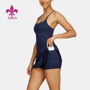 Wholesale Price Tracksuits Supplier – Girls Running Golf Workout Athletic Tennis Skirt OEM Customized Logo Women 2 in 1 Tennis Dress With Pocket – AIKA