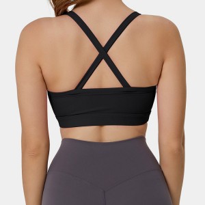 High Support Breathable Sexy Design Cut Out Back Cross Strap Women Custom Sports Bra