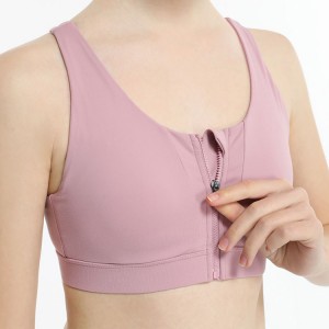 Four Way Stretch Custom Front Zip Up Push Up Fitness Yoga Bra For Women