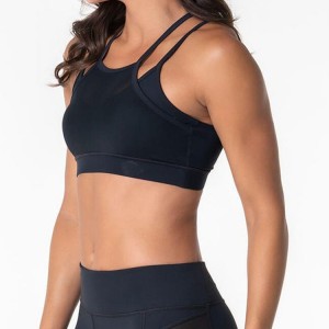 Custom Moisture Wicking Front Mesh Fabric 2 In 1 Yoga Sports Bras For Women