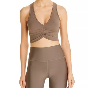 Sweat Wicking High Quality Ruched Front Custom Women Two Pieces Fitness Suit Yoga Sets