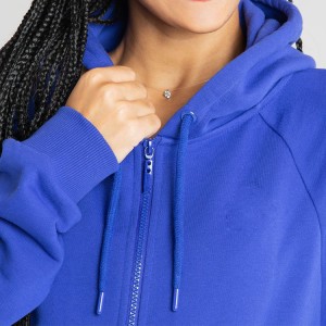 OEM Heavyweight Cotton Embroidery Logo Blank Essential Full Zip Up Hoodies For Women