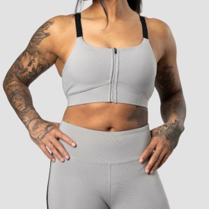 Athletic Custom Adjustable Straps Push Up Sports Bra Front Zipper Yoga Bra For Women