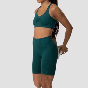 Sweat Wicking Sexy Design Front Scrunch V Neck Sports Bras Women Cross Back Yoga Bra