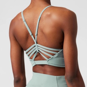 Wholesale Sexy V Neck Adjustable straps Long Line Yoga Push Up Sports Bra For Women