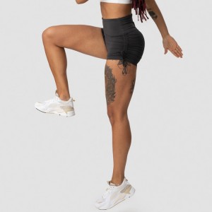 High Rise Four Way Stretch Custom Scrunch V-shape Tie Athletic Shorts Women Gym Shorts