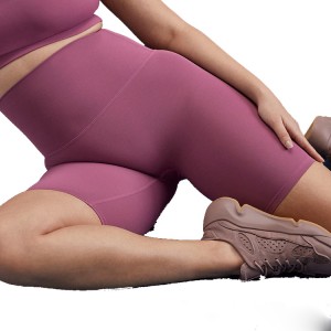 Custom Stretch No Front Seam High Waist Women Compression Yoga Fitness Biker Shorts