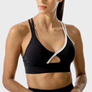 High Quality Keyhole Front Adjustable Straps Push Up Yoga Sports Bra For Women