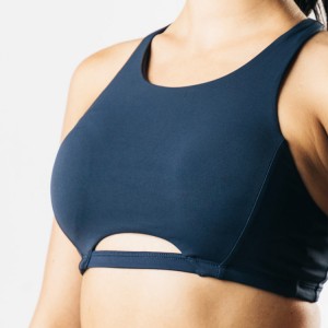 Sweat Wicking Sexy Key Hole Cut Out Racer Back Women High Support Sports Yoga Bra