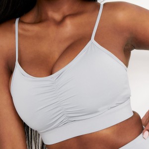 Four Way Stretch Front Ruched Adjustable Strap Yoga Sports Bra Custom Logo For Women
