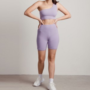 Yoga Suit Custom High Stretch One Shoulder Ribbed Yoga Sets For Women