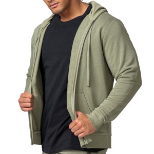 Wholesale French Terry Cotton Custom Printed Plain Full Zip Up Sports Hoodies Jacket For Men