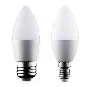 Bright Aluminum C37 LED Candle bulb with White housing and Tail