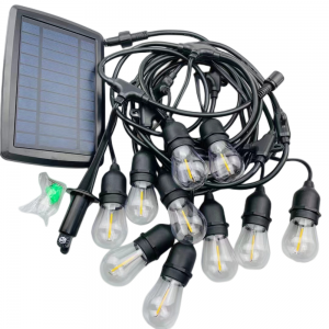 Solar Holiday Strip light with E27 base and S14 or G45 bulbs Solar powered holiday light