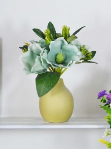 Usine en gros de fausses plantes succulentes - Bouquet de fleurs de magnolia artificielles à quatre têtes pour la fête à la maison et la décoration de mariage - Paquet de magnolia LU3017030 - Flora