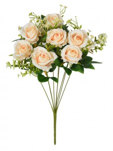 Artifiċjali Tianjin bl-ingrossa għaxar irjus Rose Flowers Bouquet