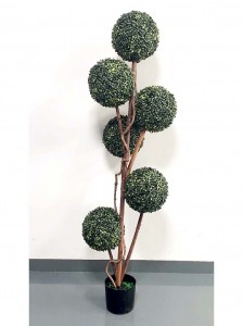 Buatan Boxwood Topiary Pohon Bola Ganda Palsu Ninggalake Pot Tanaman untuk Indoor Outdoor Farmhouse Dekorasi Green-bonsai XY5230147/XY5230148/XY5230149/XY5230150/XY5230147