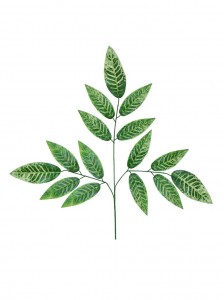 人工春の葉スプレー 人工 3 つの枝の植物 人工緑の茎 グリーン ウェディング パーティー フラワーアレンジメント - 葉スプレー DA0625001