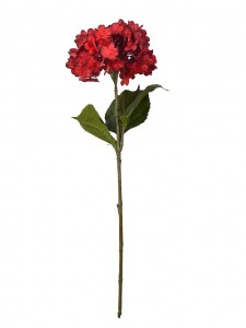 Bunga Sutra Buatan Hydrangea, Kepala Bunga Tunggal dan Daun Hijau untuk Dekorasi Rumah Meja Hydrangea Pengantin Pesta Pernikahan Kue Ulang Tahun Hydrangea