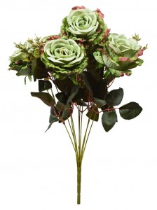 10 ສາຂາ 7 ຫົວ ດອກໄມ້ທຽມ Bouquet ໃຫຍ່ Rose Wedding Home Office Decor-rose bouquet YA3017003