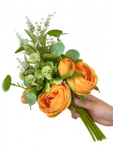 Bundle artificial roses eucalyptus and plastic leaves for Home and office  decoration-LU3017041