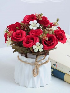 Umělé květiny Falešné květiny Hedvábné růže Kytice Dekorace na stůl Domácí kancelář Svatba-YA0625037