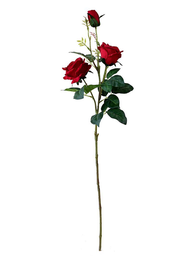Trijų galvų Dirbtinės rožės ilgo stiebo gėlės namų viešbučiams ir vestuvių dekoravimui-rožės stiebas-rožės stiebas-BA3017002