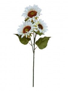 Floarea soarelui cu o ramură artificială colorată are trei capete pentru decorarea nunții și a artistului-spray pentru floarea-soarelui-NA3017004