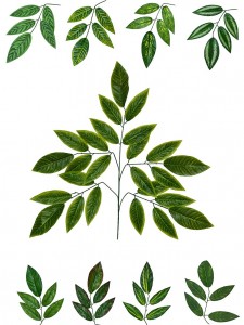 Изкуствена зеленина Големи листа Растение Изкуствен букет Растение за градинска тематика Декорация-листа спрей