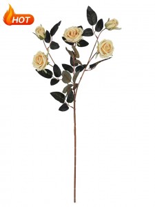 Tianjin ražo mākslīgos piecu galvu zīda rožu ziedus kāzu dekorēšanai