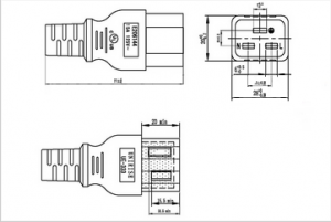 C19 plug with SJT12AWG/14AWG*3C