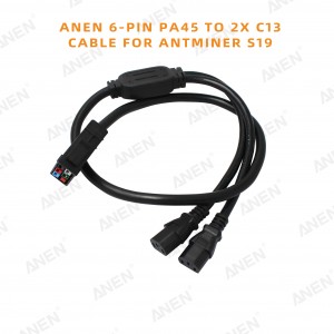 ANEN 6-PIN PA45 to 2x C13 Cable for Antminer S19