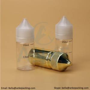 Anke-CGU-V1: 30ml clear e-liquid bottle with removable tip can custom color-short