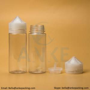 Anke-CGU-V1: 120 ml klar e-væskeflaske med avtagbar spiss kan tilpasset farge