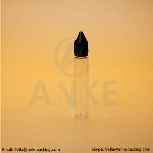 Anke-CGU-V1: 30ml čirá lahvička na e-liquid s odnímatelnou špičkou si může přizpůsobit barvu