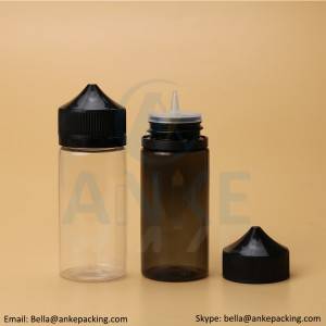Anke-CGU-V1: काढता येण्याजोग्या टिप असलेली 100ml क्लिअर ई-लिक्विड बाटली सानुकूल रंग करू शकते