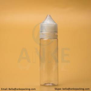 Anke-CGU-V1: 50ml clear e-liquid bottle with removable tip can custom color