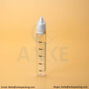 Anke-CGU-V1: زجاجة سائل إلكتروني شفافة بسعة 30 مل مع طرف قابل للإزالة يمكن أن تكون ذات لون طويل